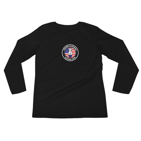 Ladies Modern Patriot FBomb Dark Colored Long Sleeve T-Shirt