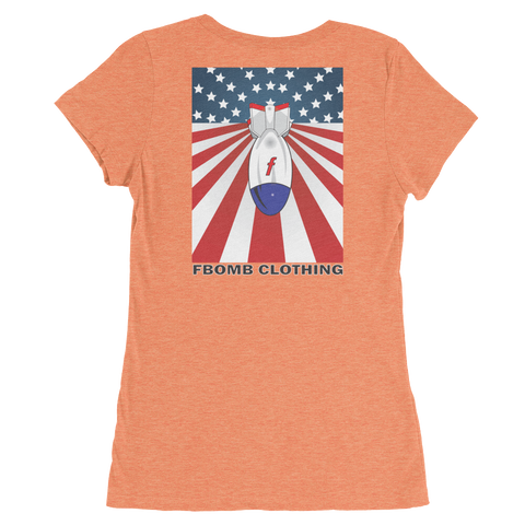 Ladies Modern Patriot FBomb Light Colored Short Sleeve T-shirt
